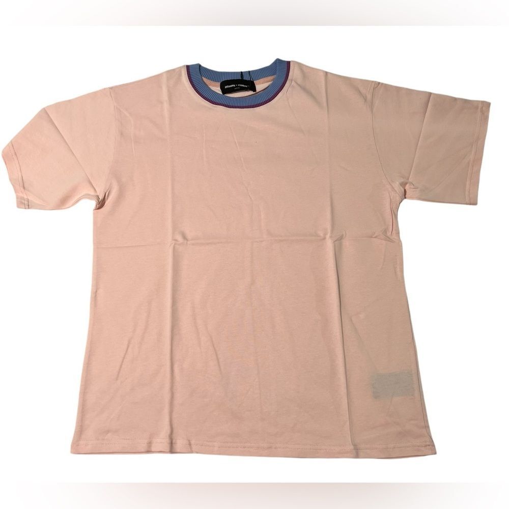 Homme +‎ Femme short sleeve T-shirt 100% cotton light pink blue Size medium